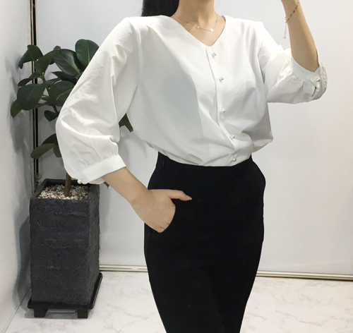 NEW FASHION LADY GIRL Blouse Free shipping pearl b