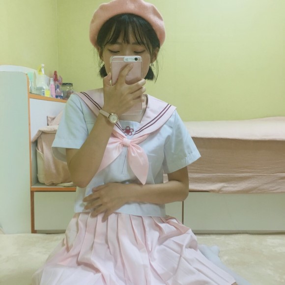 Cosplay short-sleeved saree set Japanese uniform S