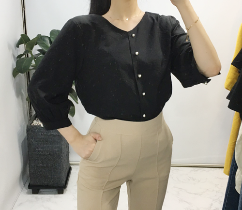 NEW FASHION LADY GIRL Blouse Free shipping pearl b