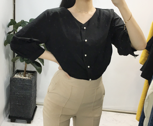NEW FASHION LADY GIRL Blouse Free shipping pearl b