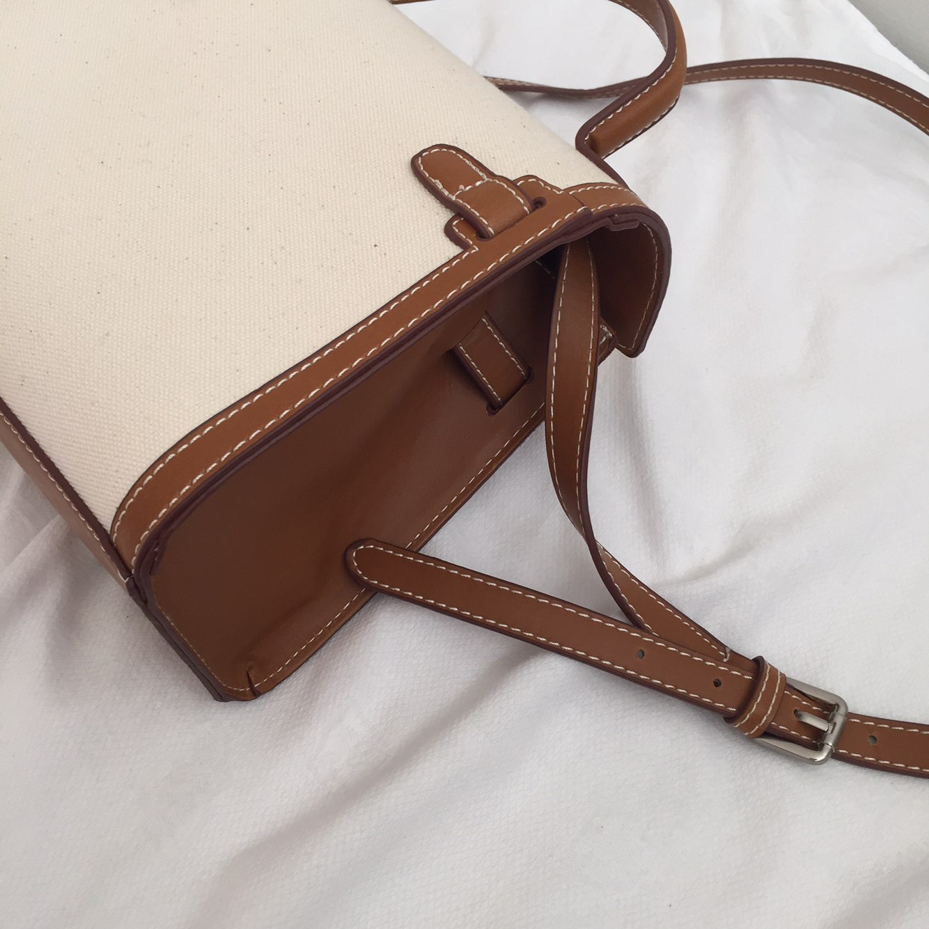 New Women's Bags Square Canvas Tote Bag Buckle 