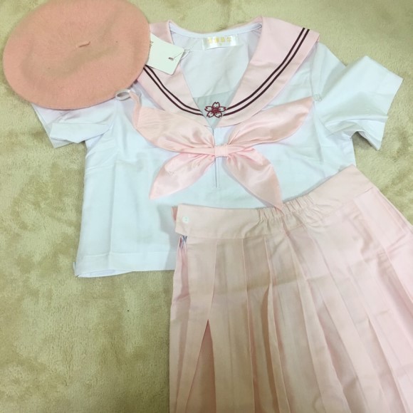 Cosplay short-sleeved saree set Japanese uniform S