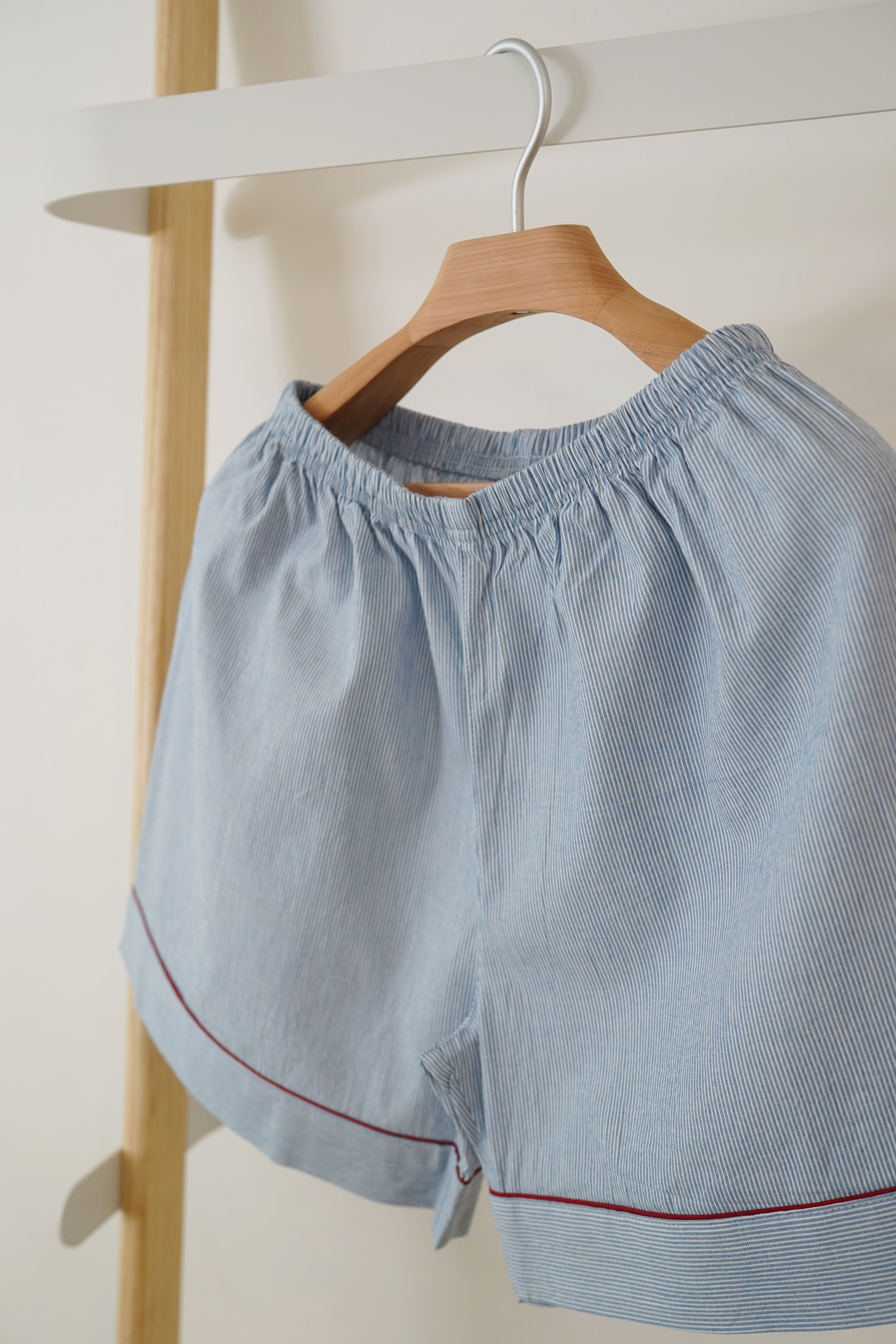 New short-sleeved pajamas _ Washing Straw Blue Hom
