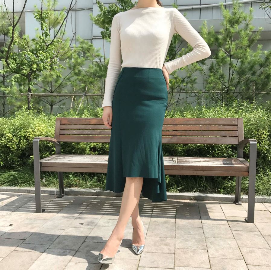 Cutting mermaid long skirt 3color unconventional g