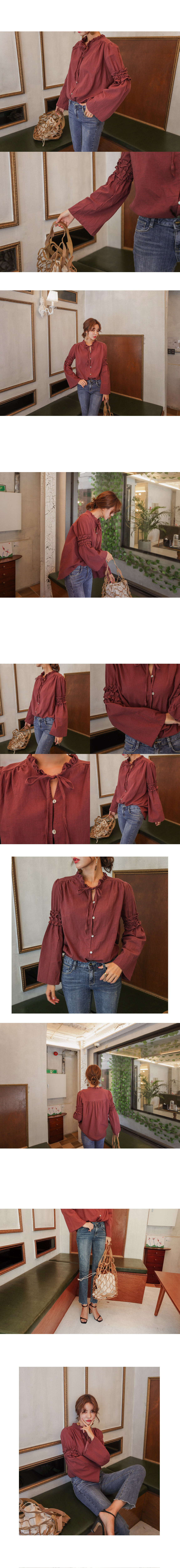 NEW FASHION LADY GIRL Blouse Autumn Wine Frill Rib