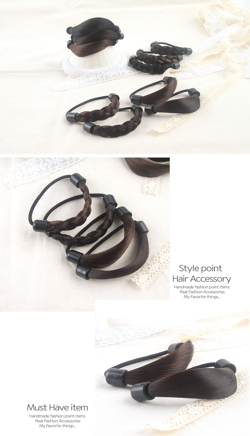 Domestic rice hair Hair strap Pony tail Karak Wig 