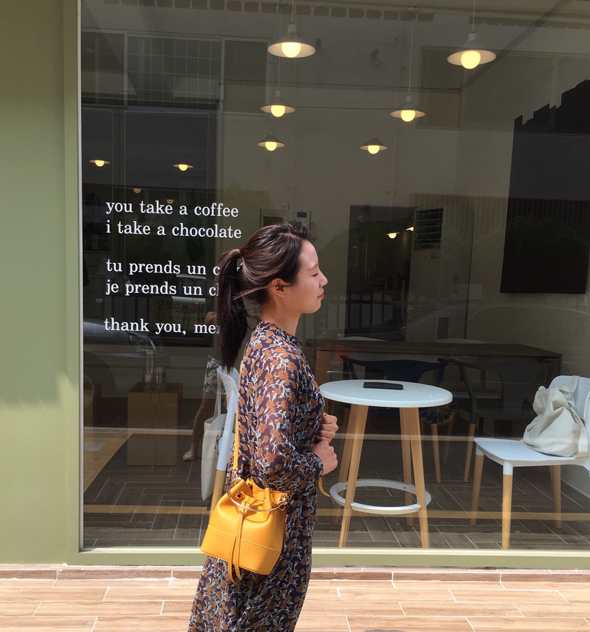 Fall Chiffon Shisu Flower China Neck Long Dress _ 