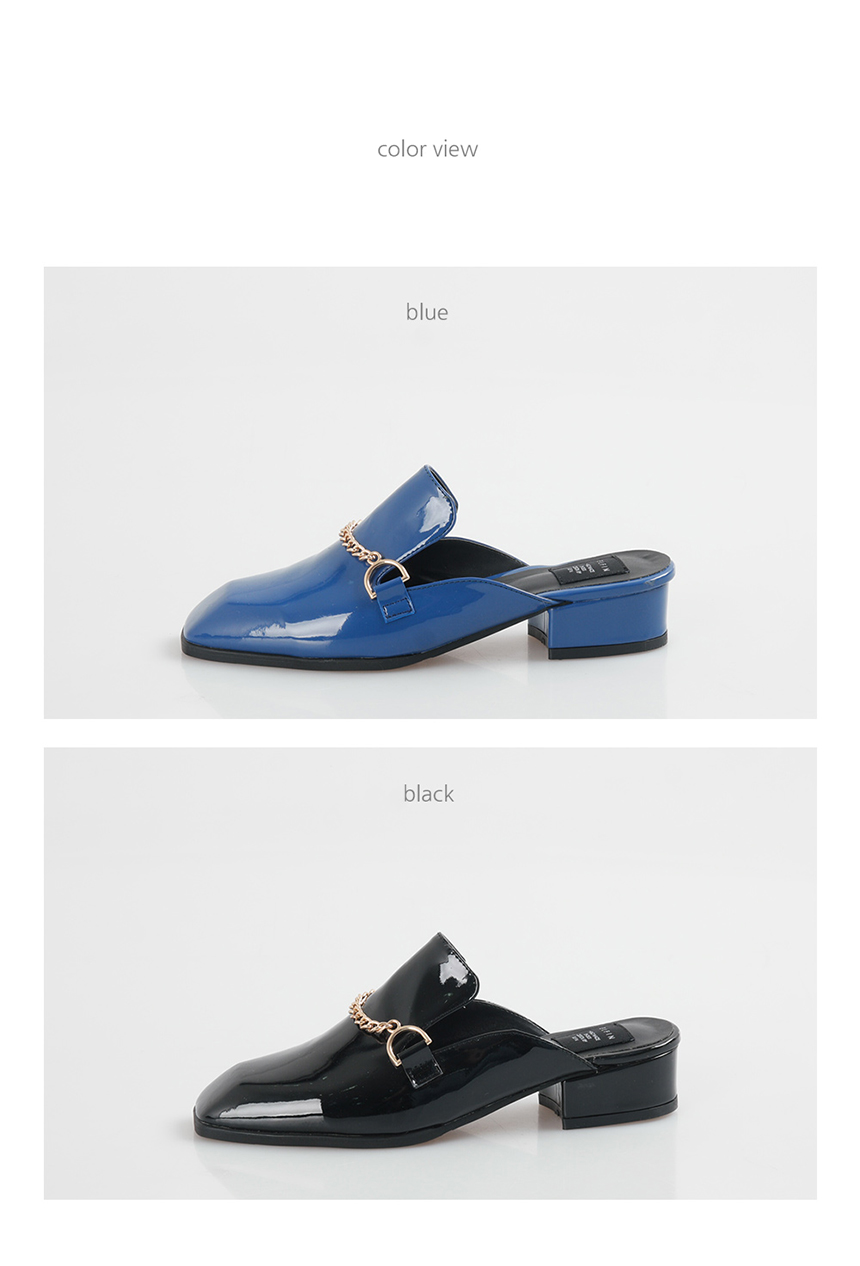 New ShuDay Enamel Chain Blouse Shoe 4cm Slippers W