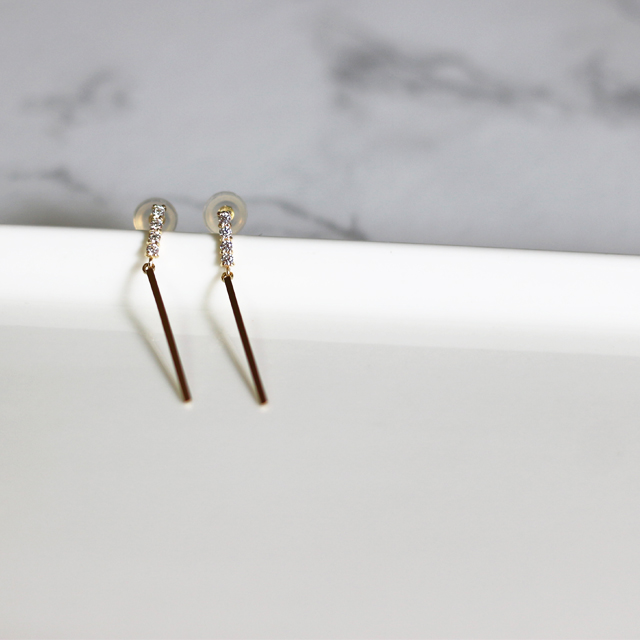 14k Daily Stick Gold Earrings Pink Gold Girlfriend
