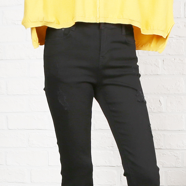 Women Jeans Pants Black Boot Cut Cutting Hidden Be