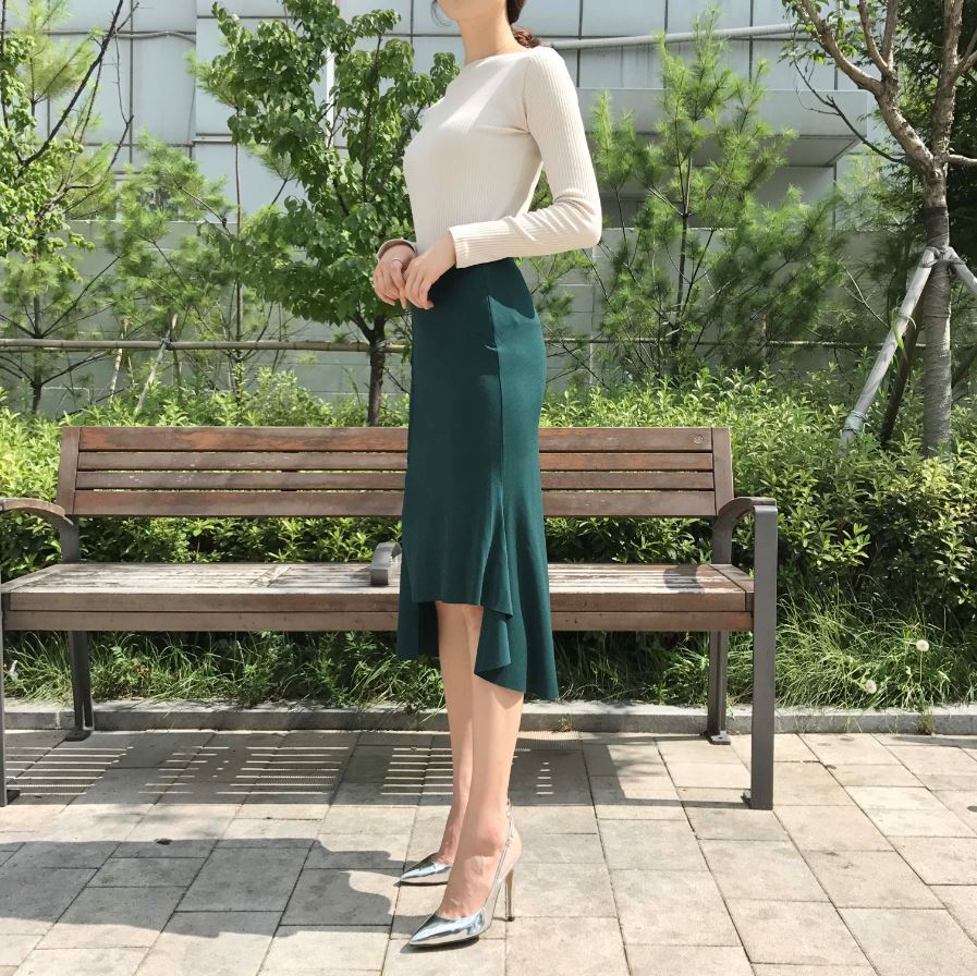 Cutting mermaid long skirt 3color unconventional g