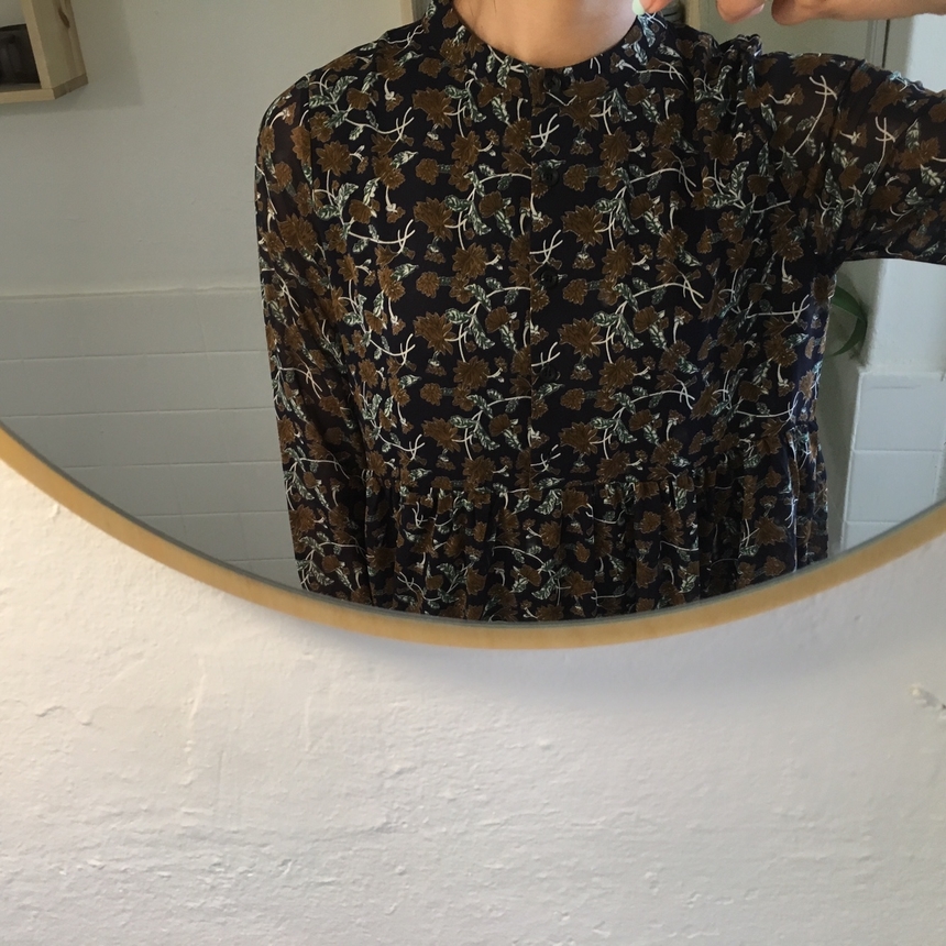 Fall Chiffon Shisu Flower China Neck Long Dress _ 