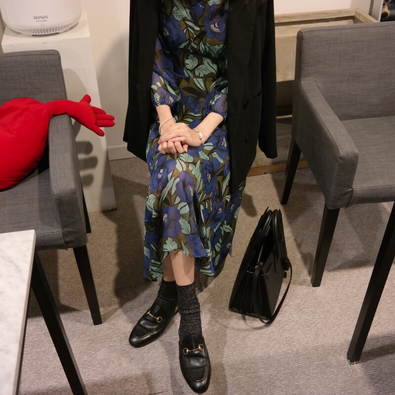 Chiffon dress burgundy chrysanthemum pattern china