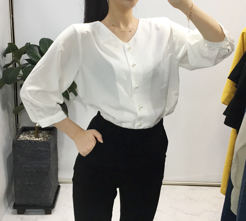 NEW FASHION LADY GIRL Blouse Free shipping pearl b