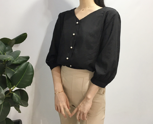 NEW FASHION LADY GIRL Blouse Free shipping pearl b