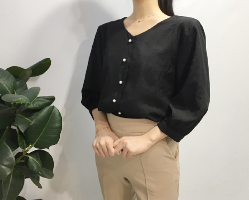 NEW FASHION LADY GIRL Blouse Free shipping pearl b
