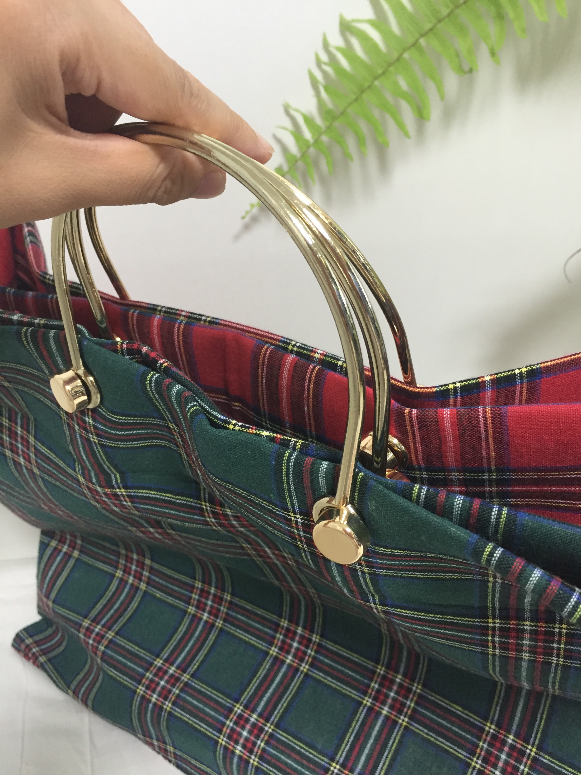 New Women's Bags Free Shipping Tartan Check Big