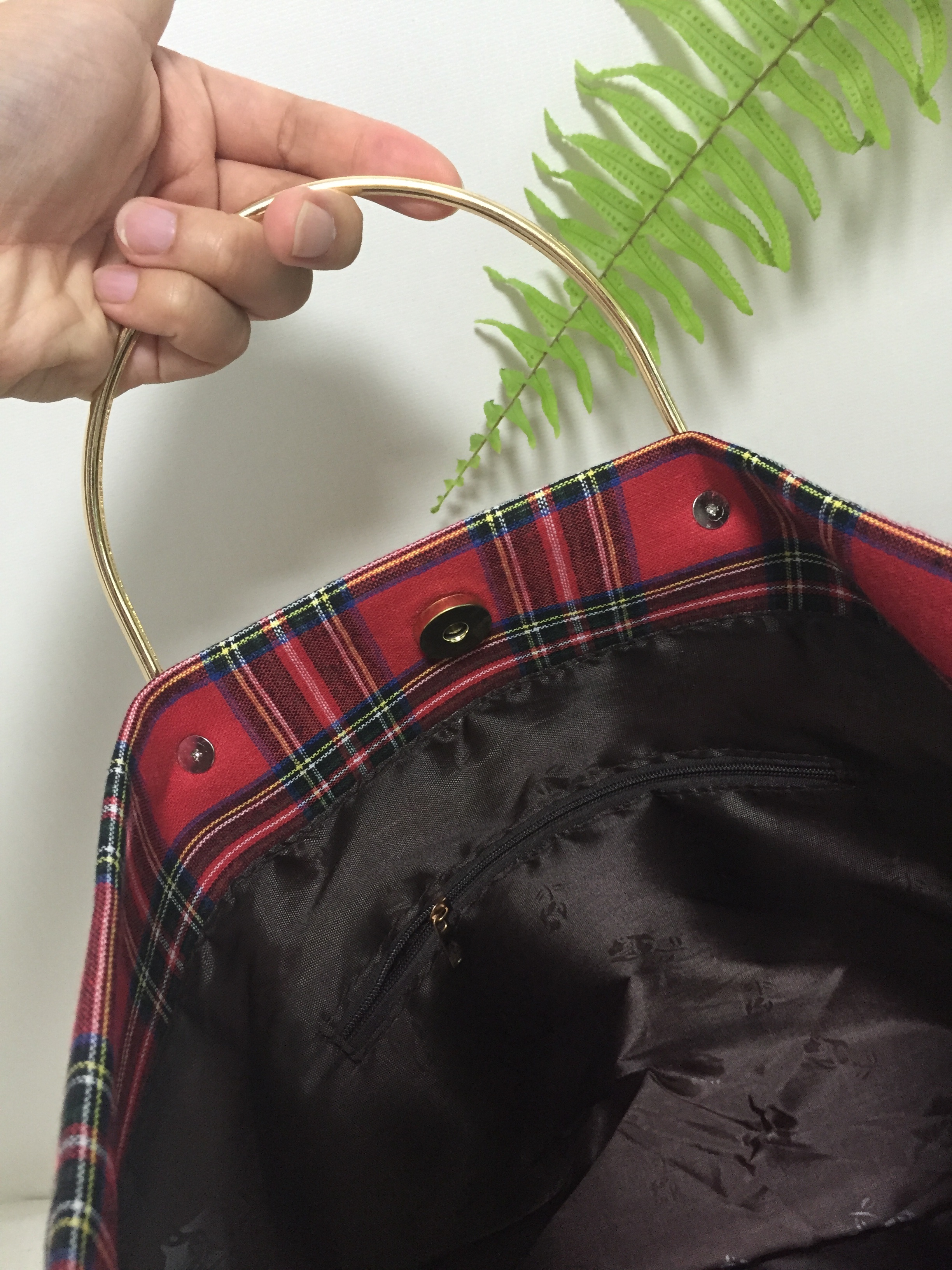 New Women's Bags Free Shipping Tartan Check Big