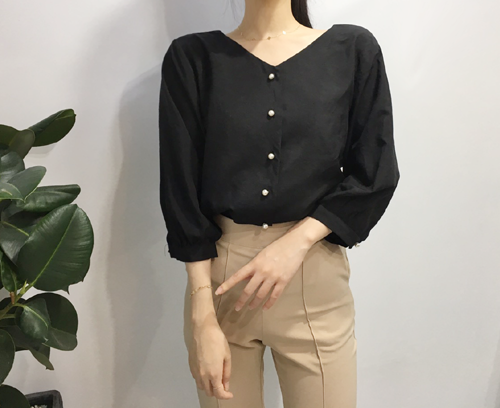 NEW FASHION LADY GIRL Blouse Free shipping pearl b
