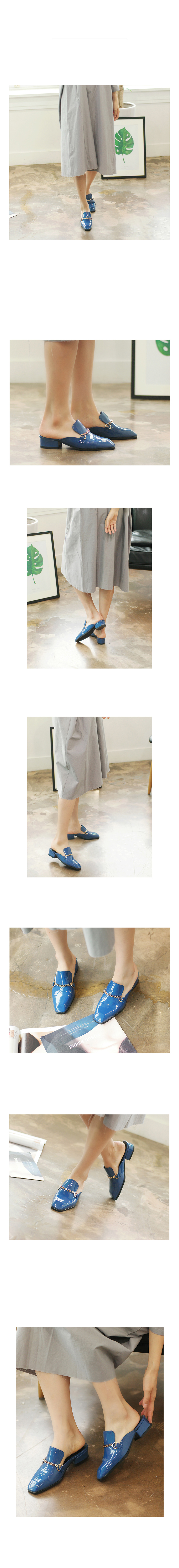 New ShuDay Enamel Chain Blouse Shoe 4cm Slippers W