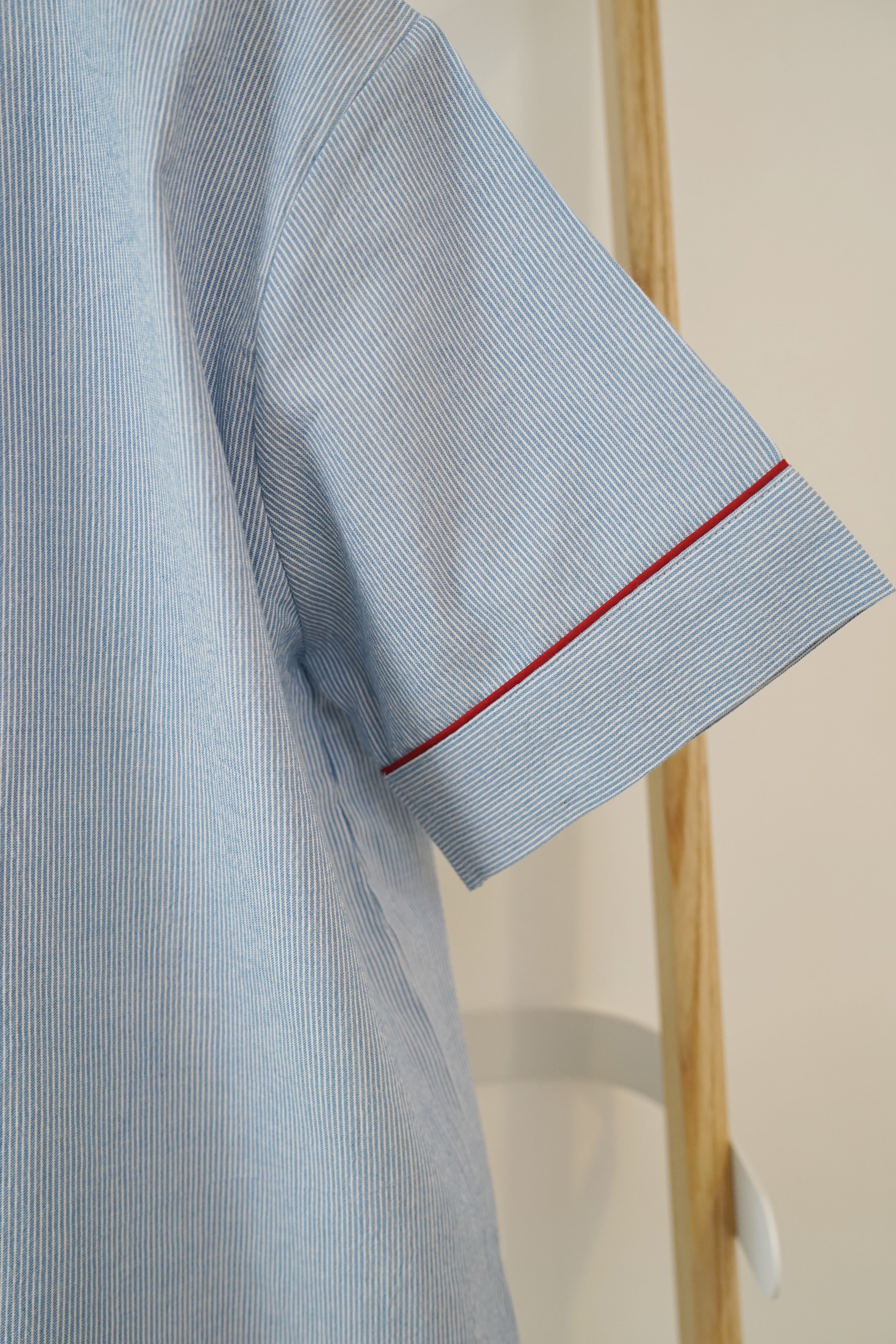 New short-sleeved pajamas _ Washing Straw Blue Hom