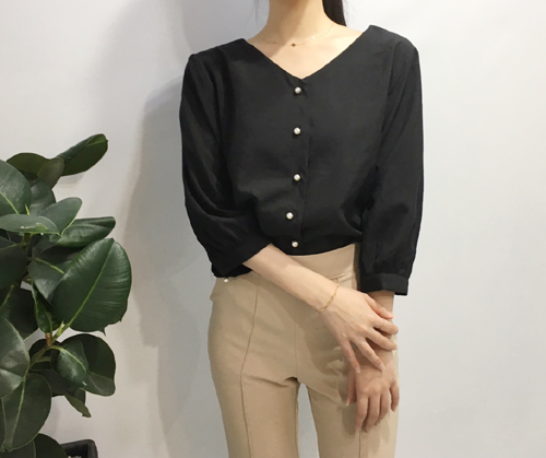 NEW FASHION LADY GIRL Blouse Free shipping pearl b