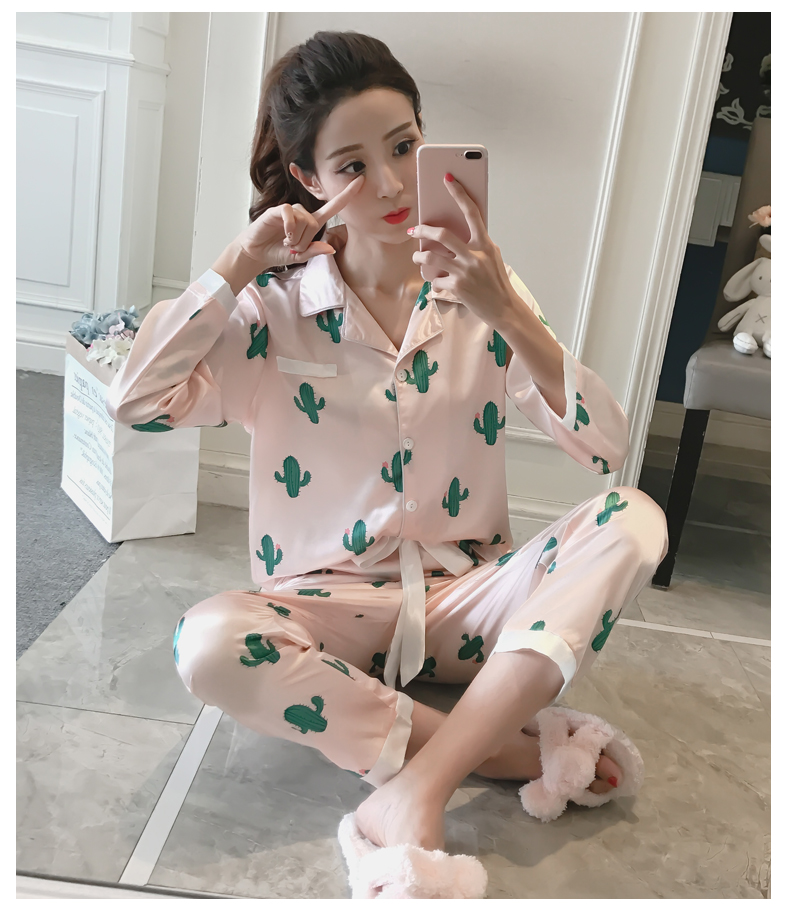 New mini cactus pajamas pajamas set women's hom