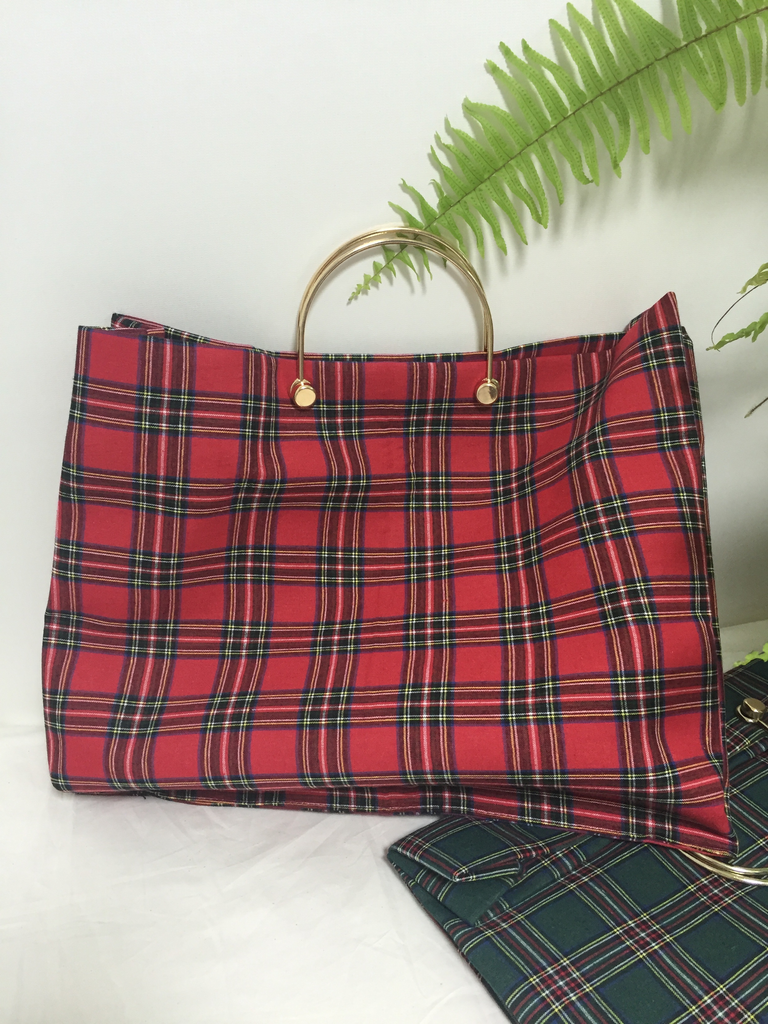 New Women's Bags Free Shipping Tartan Check Big