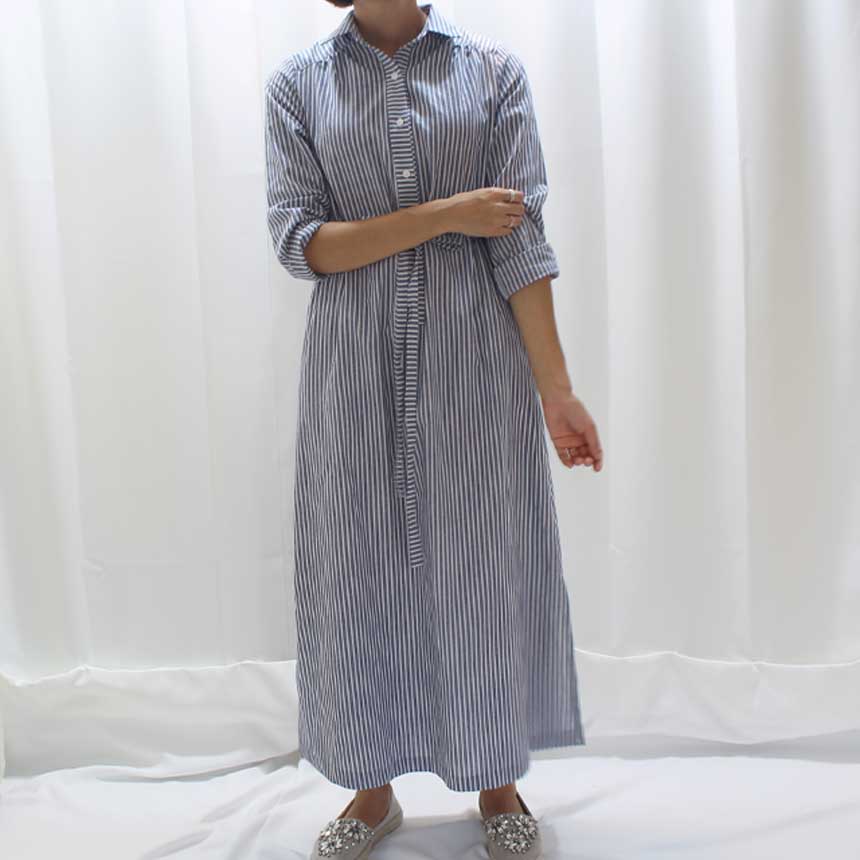 New Striped Shirt Dress Cafe Mocha Nourishment Fal