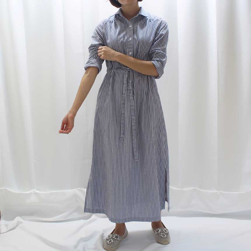New Striped Shirt Dress Cafe Mocha Nourishment Fal