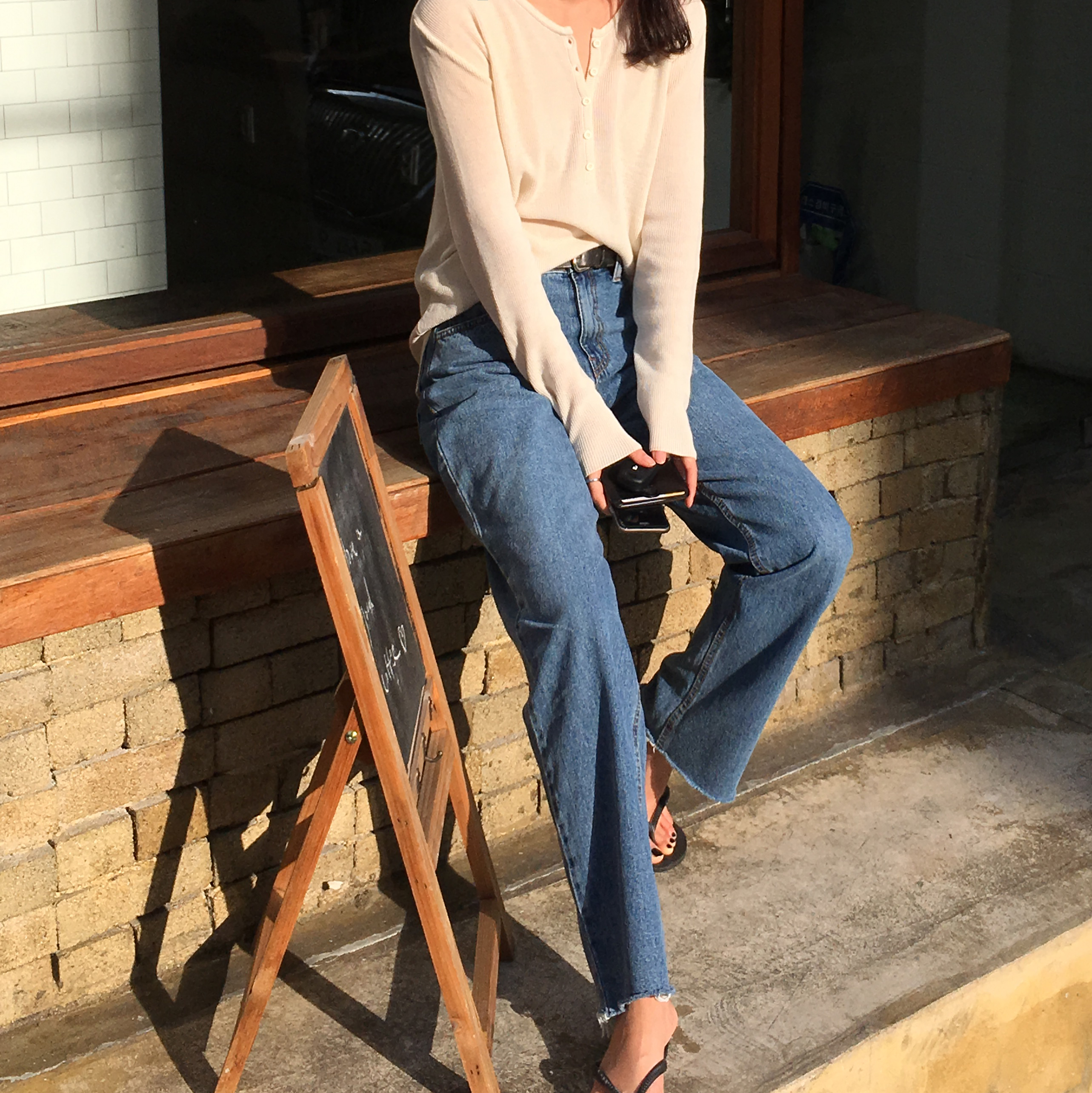 Women Jeans Pants Natural Vintage Denim Pants 2col