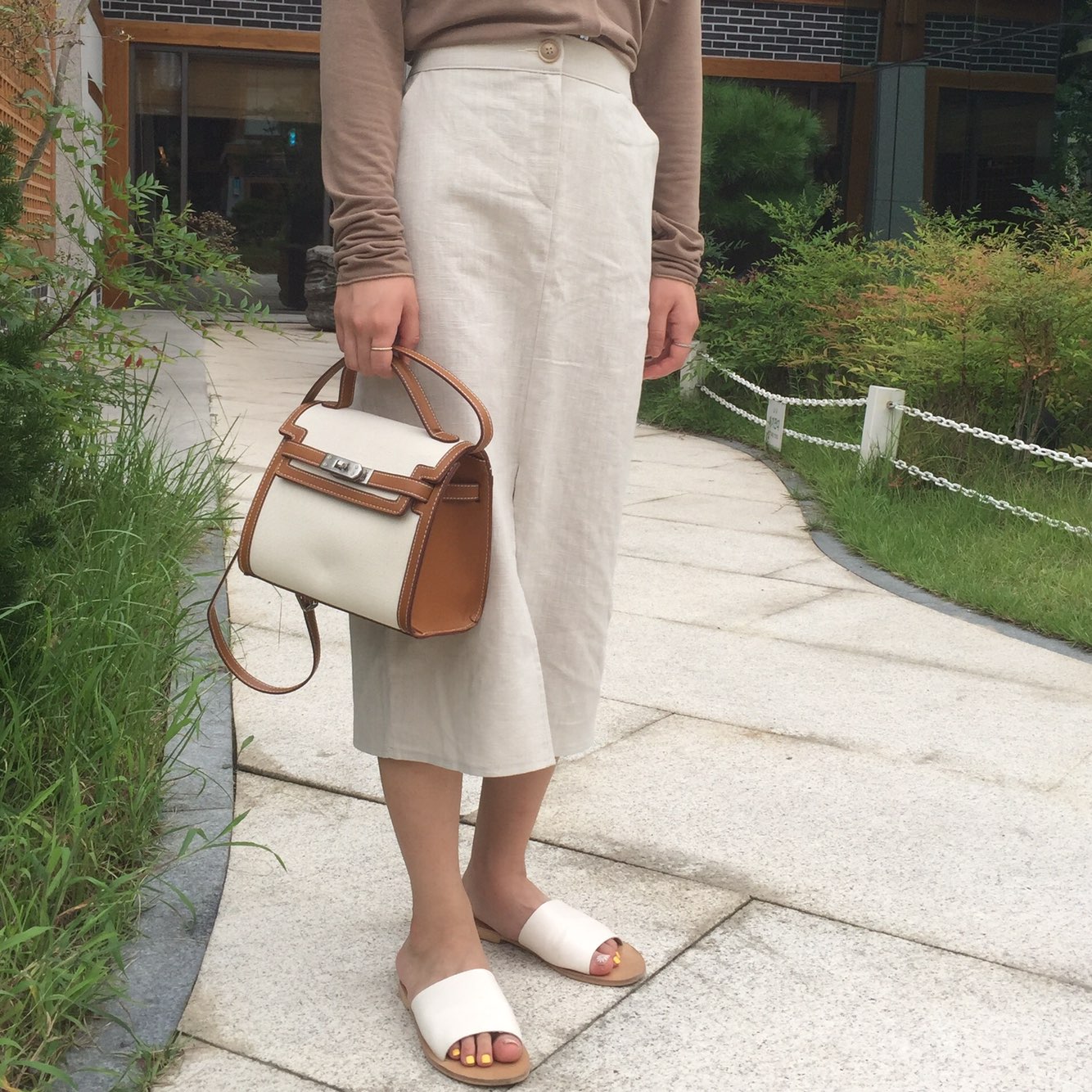 New Women's Bags Square Canvas Tote Bag Buckle 