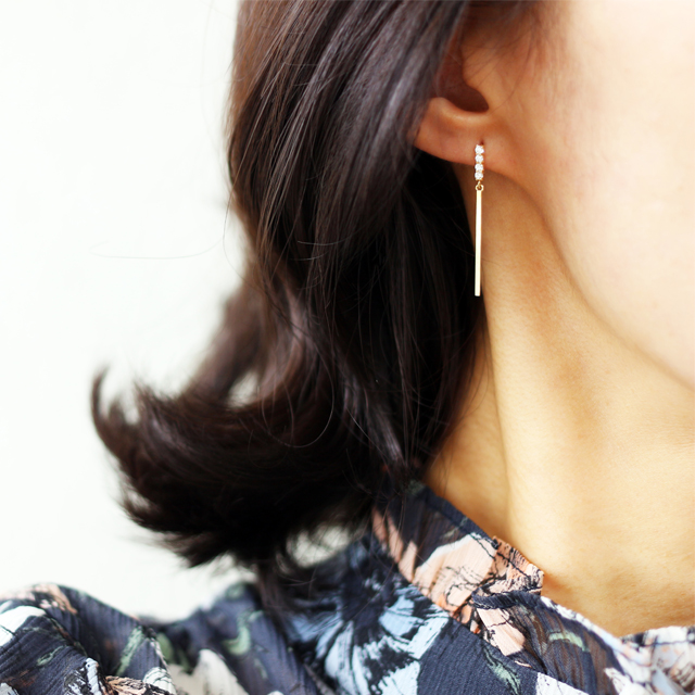 14k Daily Stick Gold Earrings Pink Gold Girlfriend