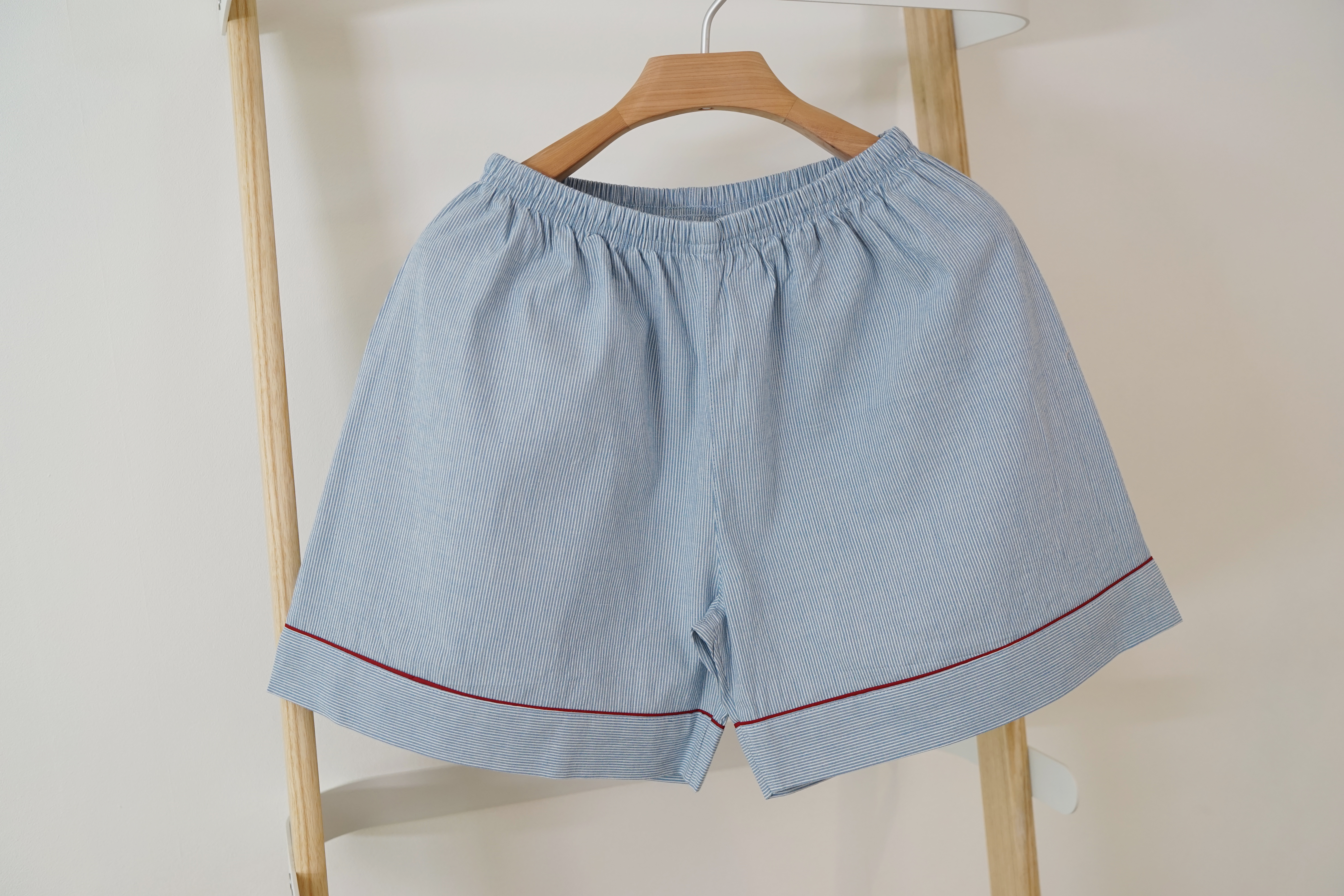 New short-sleeved pajamas _ Washing Straw Blue Hom