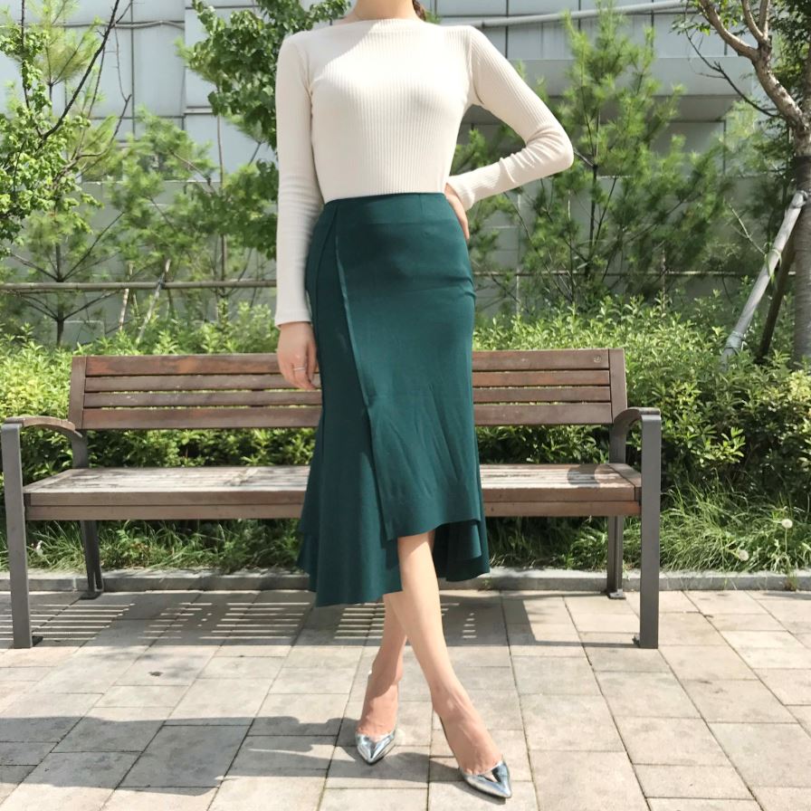 Cutting mermaid long skirt 3color unconventional g