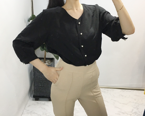 NEW FASHION LADY GIRL Blouse Free shipping pearl b