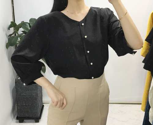 NEW FASHION LADY GIRL Blouse Free shipping pearl b