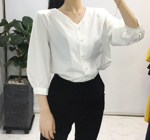 NEW FASHION LADY GIRL Blouse Free shipping pearl b