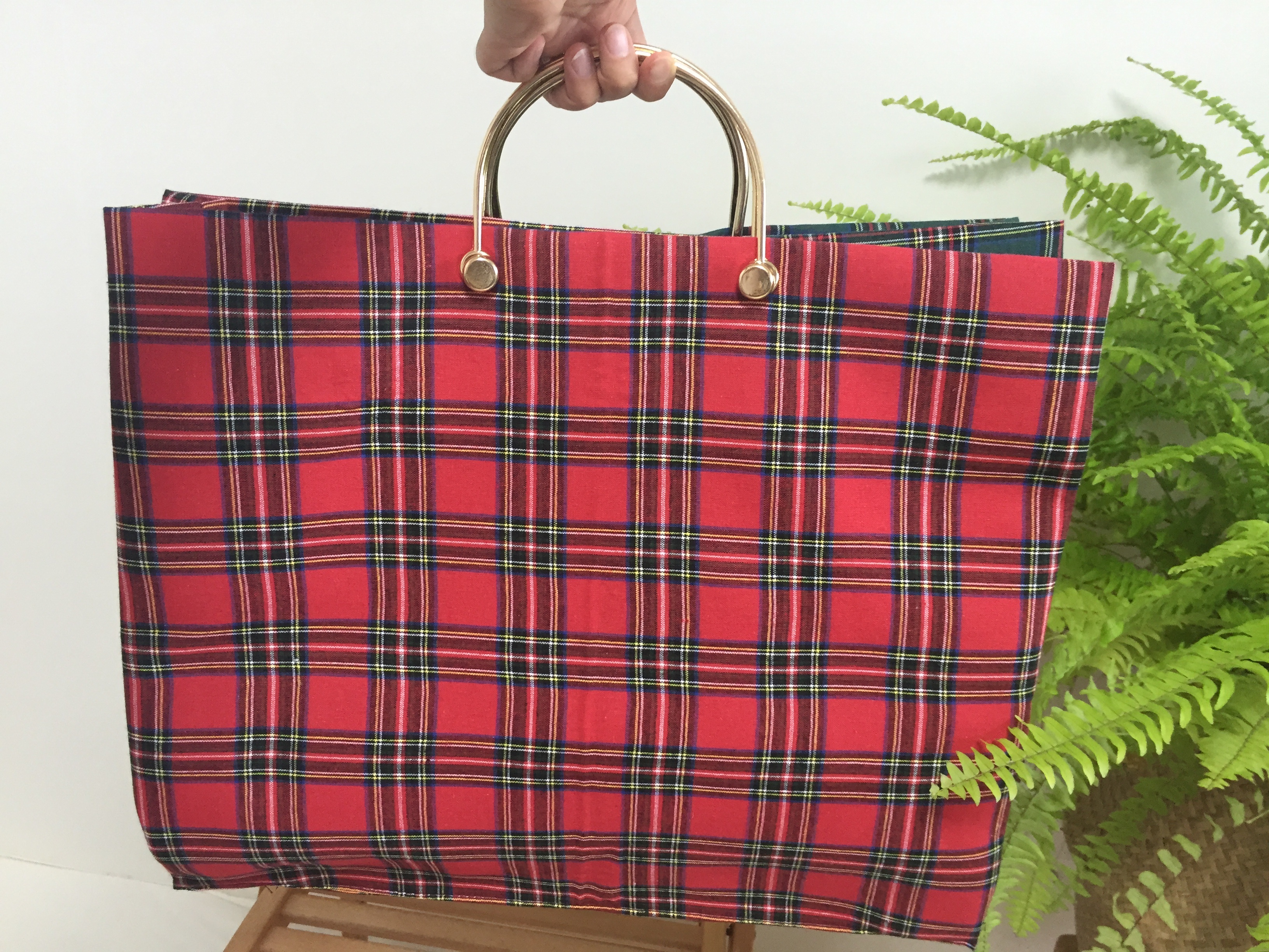 New Women's Bags Free Shipping Tartan Check Big