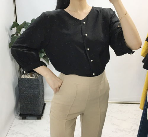 NEW FASHION LADY GIRL Blouse Free shipping pearl b