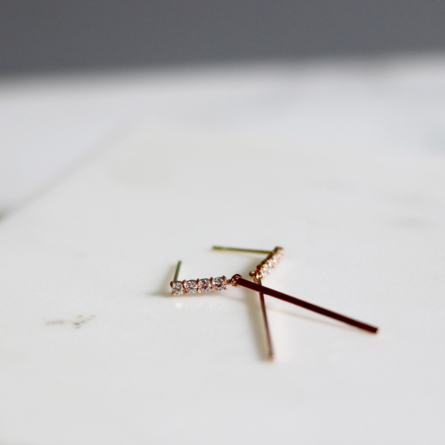 14k Daily Stick Gold Earrings Pink Gold Girlfriend