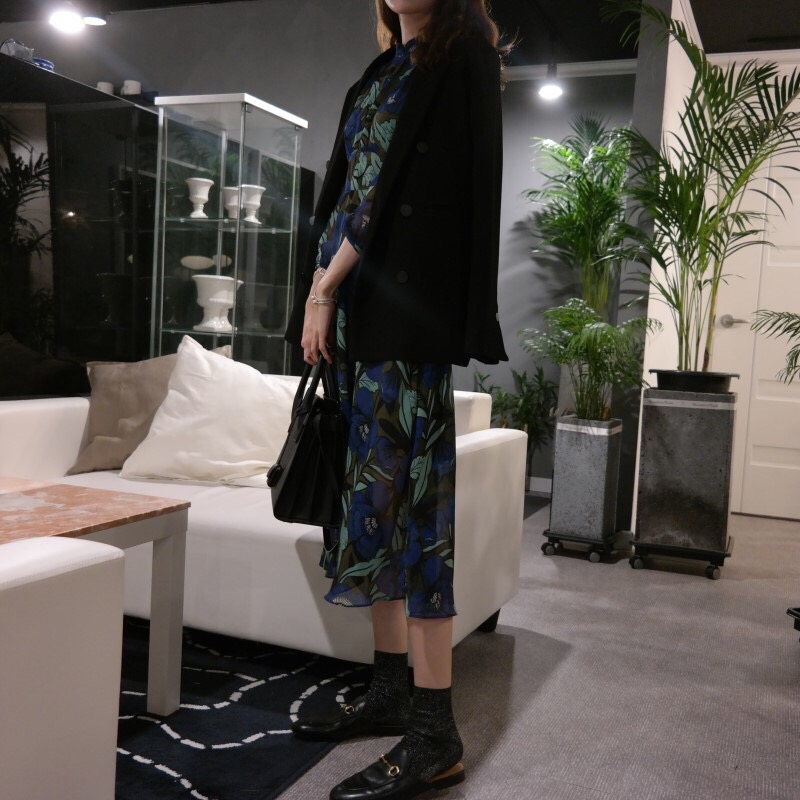 Chiffon dress burgundy chrysanthemum pattern china