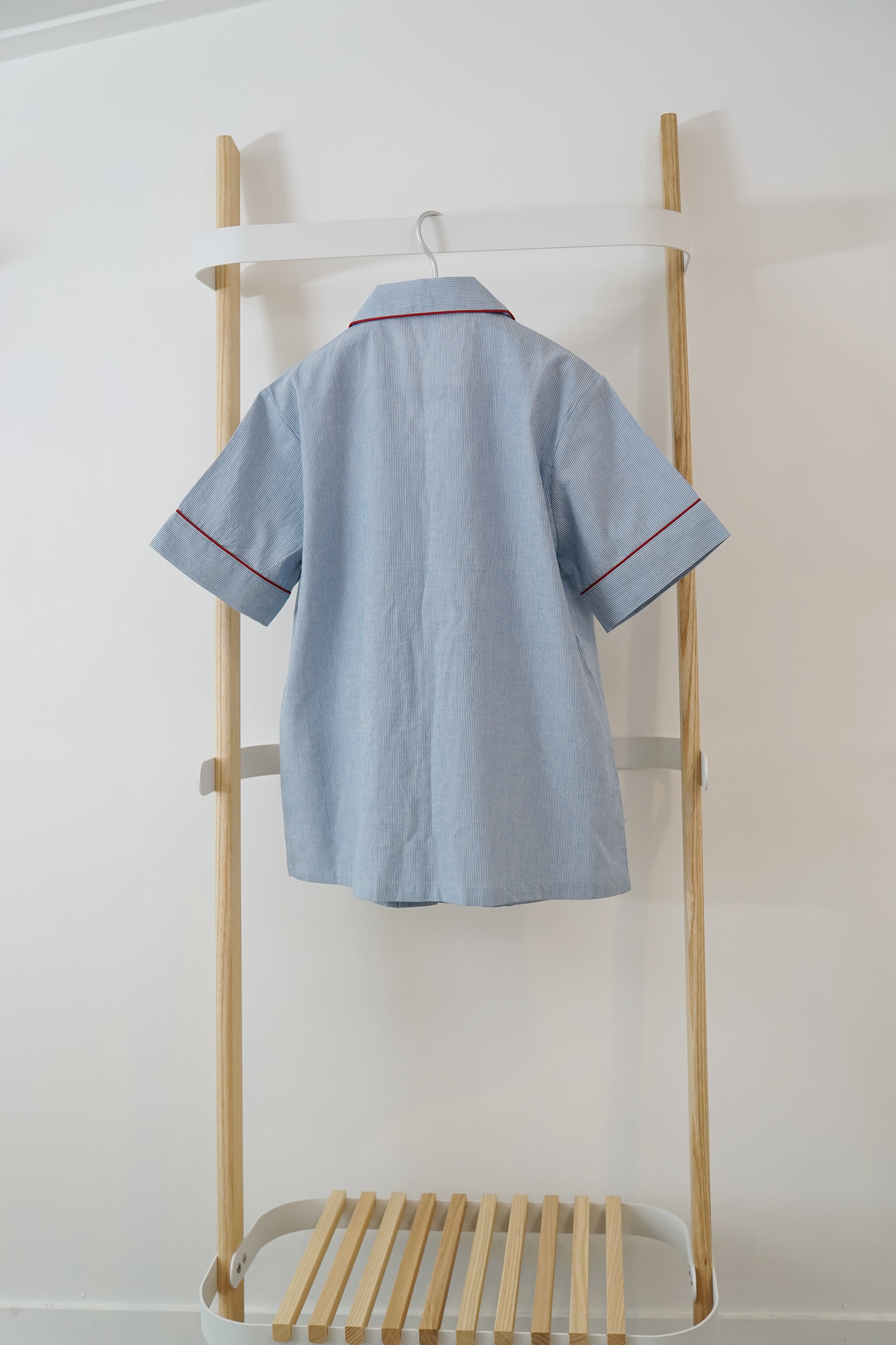 New short-sleeved pajamas _ Washing Straw Blue Hom