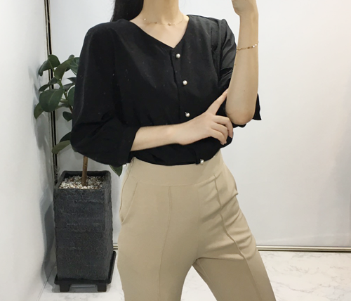 NEW FASHION LADY GIRL Blouse Free shipping pearl b