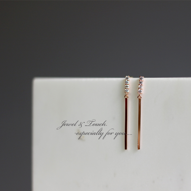14k Daily Stick Gold Earrings Pink Gold Girlfriend