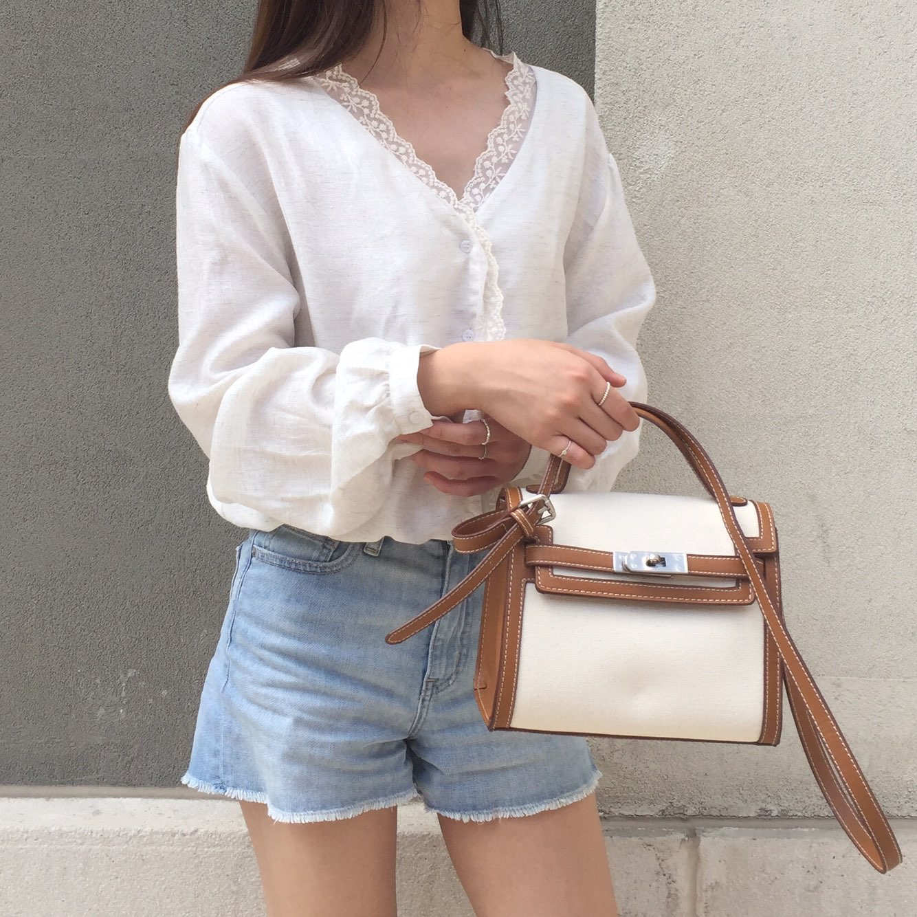 New Women's Bags Square Canvas Tote Bag Buckle 