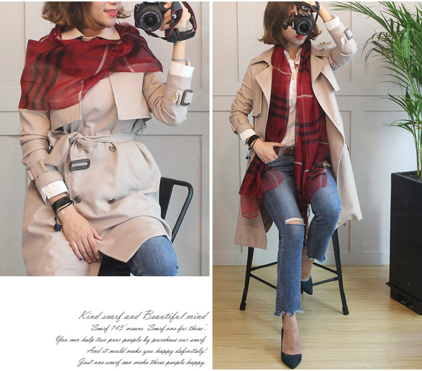 Wool silk check scarf woman woman autumn high mama birthday gift modal 30s friends