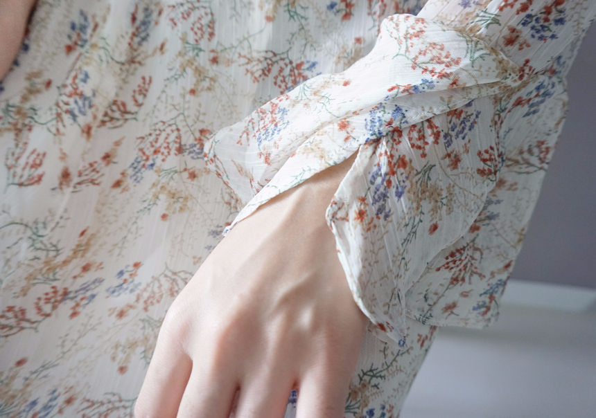 Flower chiffon long one piece autumn visitor 3colo