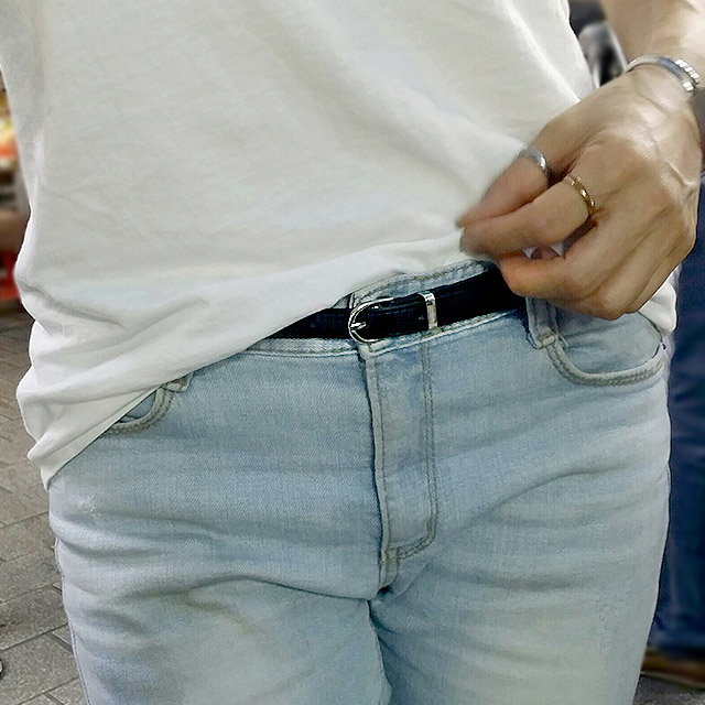 Formal casual slim belt woman jeans thin dress bas