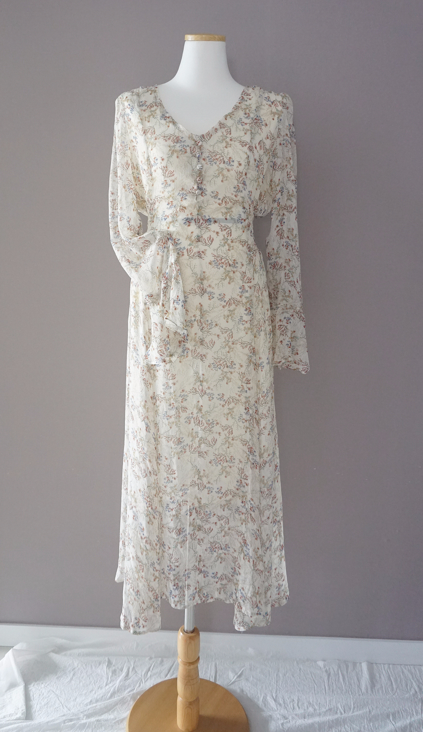 Flower chiffon long one piece autumn visitor 3colo